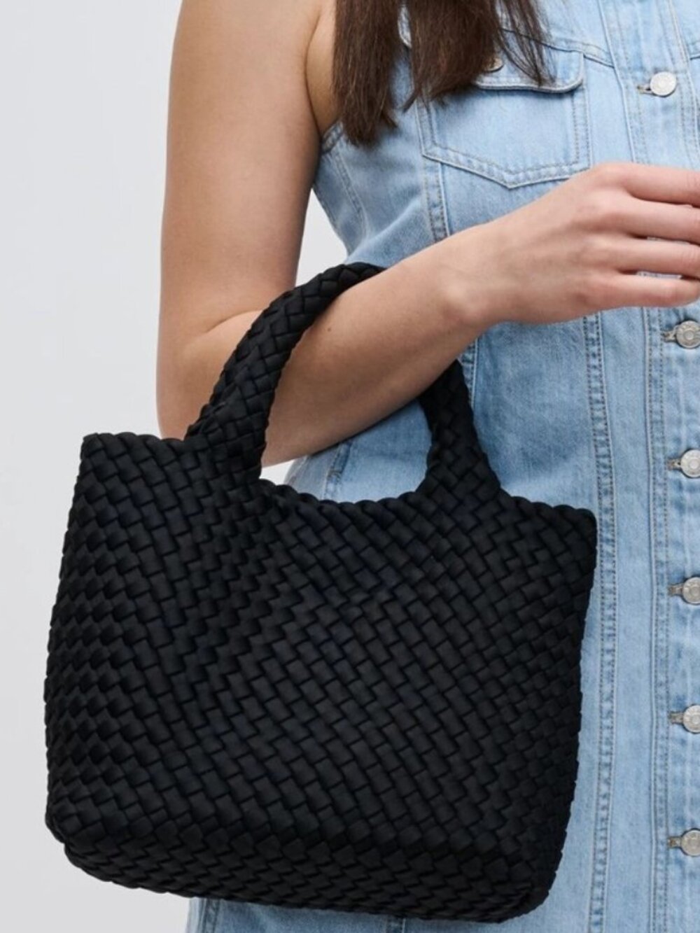 Sol and Selene Sky's The Limit Small Tote Neoprene Black Travel Crossbody Bag